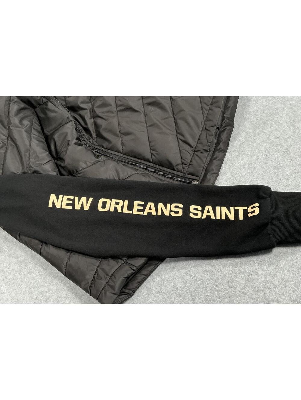 New Orleans Saints Women's Quilted Hooded Full‎ Zip Jacket Size M Black Gold - Picture 5 of 12